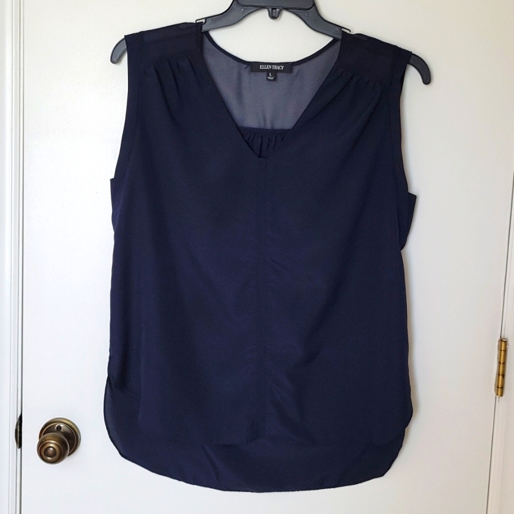 Ellen Tracy Navy Blouse